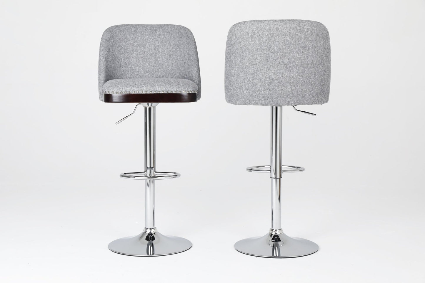 Counter Height Swivel Bar Stools Set of 2, 360° Swivel Upholstered Barstools with Back and Metal Legs, 25.6' Seat Height,Counter Stools for Kitchen Island and Pub,Linen Cloth,Grey - 1st Choice Furniture Direct