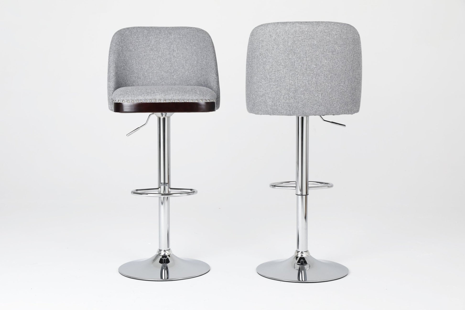 Counter Height Swivel Bar Stools Set of 2, 360° Swivel Upholstered Barstools with Back and Metal Legs, 25.6' Seat Height,Counter Stools for Kitchen Island and Pub,Linen Cloth,Grey - 1st Choice Furniture Direct