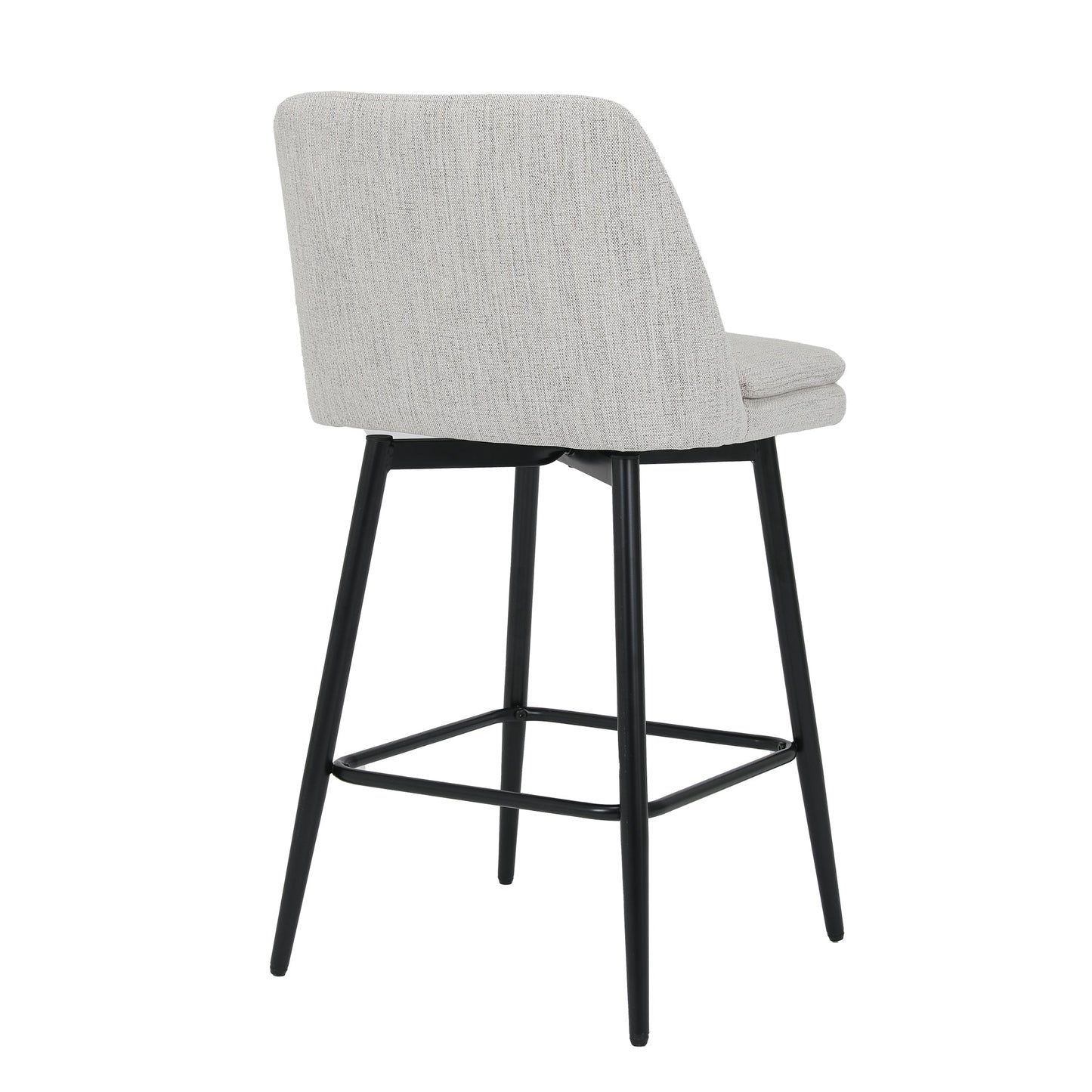 Counter Height Swivel Bar Stools Set of 2, 360° Swivel Upholstered Barstools with Back and Metal Legs, 25.6' Seat Height,Counter Stools for Kitchen Island and Pub,Linen Cloth,Off White Linen. - 1st Choice Furniture Direct