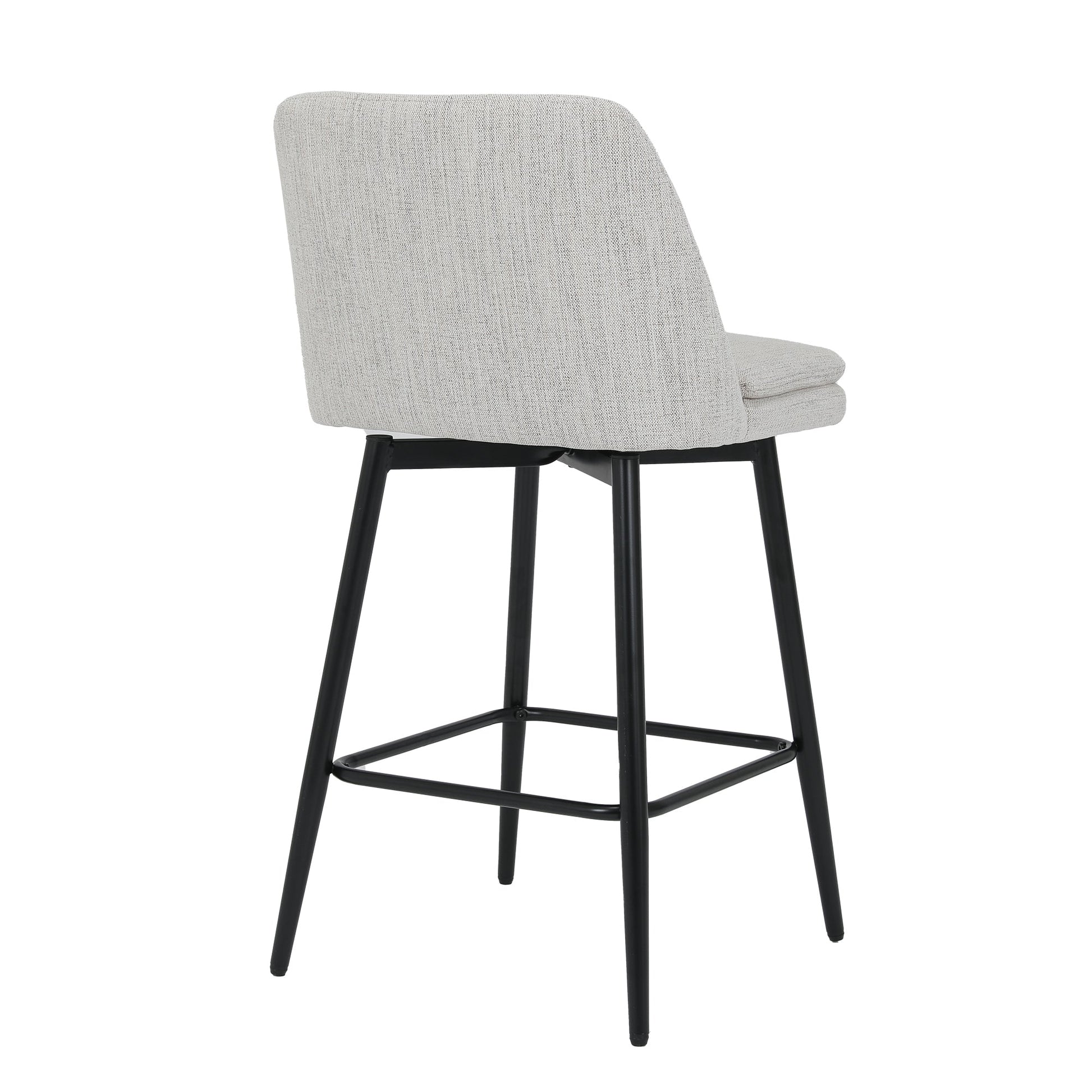Counter Height Swivel Bar Stools Set of 2, 360° Swivel Upholstered Barstools with Back and Metal Legs, 25.6' Seat Height,Counter Stools for Kitchen Island and Pub,Linen Cloth,Off White Linen. - 1st Choice Furniture Direct