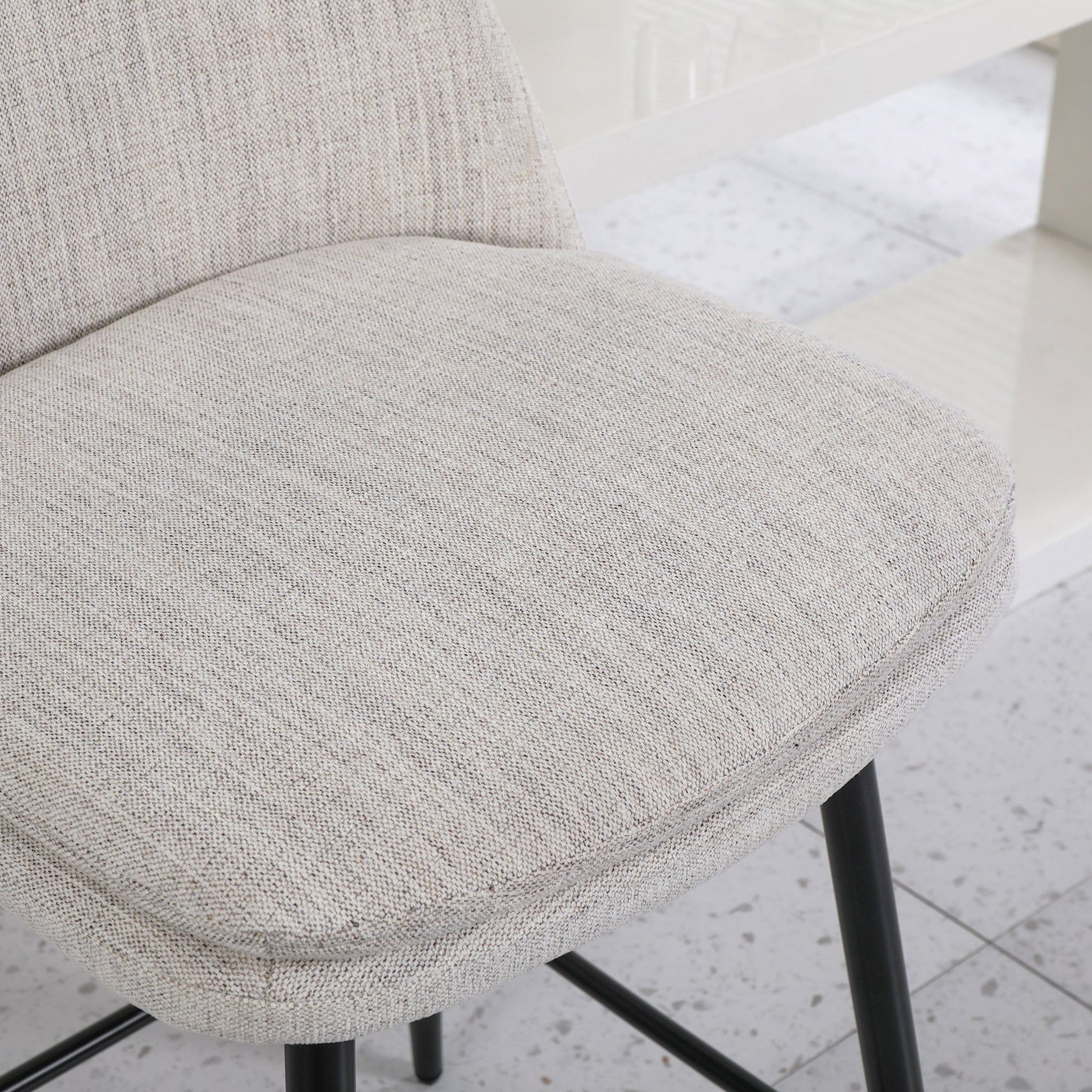 Counter Height Swivel Bar Stools Set of 2, 360° Swivel Upholstered Barstools with Back and Metal Legs, 25.6' Seat Height,Counter Stools for Kitchen Island and Pub,Linen Cloth,Off White Linen. - 1st Choice Furniture Direct