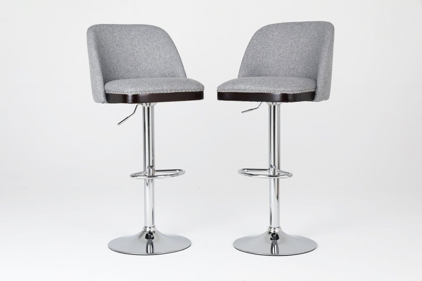 Counter Height Swivel Bar Stools Set of 2, 360° Swivel Upholstered Barstools with Back and Metal Legs, 25.6' Seat Height,Counter Stools for Kitchen Island and Pub,Linen Cloth,Grey - 1st Choice Furniture Direct