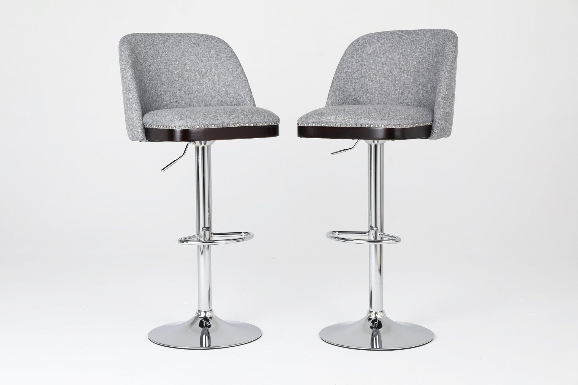 Counter Height Swivel Bar Stools Set of 2, 360° Swivel Upholstered Barstools with Back and Metal Legs, 25.6' Seat Height,Counter Stools for Kitchen Island and Pub,Linen Cloth,Grey - 1st Choice Furniture Direct
