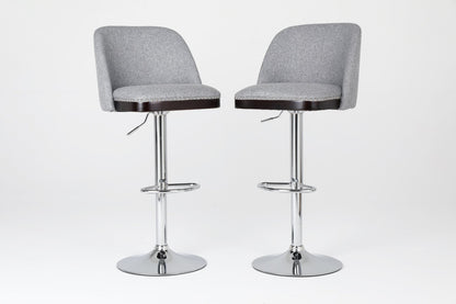 Counter Height Swivel Bar Stools Set of 2, 360° Swivel Upholstered Barstools with Back and Metal Legs, 25.6' Seat Height,Counter Stools for Kitchen Island and Pub,Linen Cloth,Grey - 1st Choice Furniture Direct