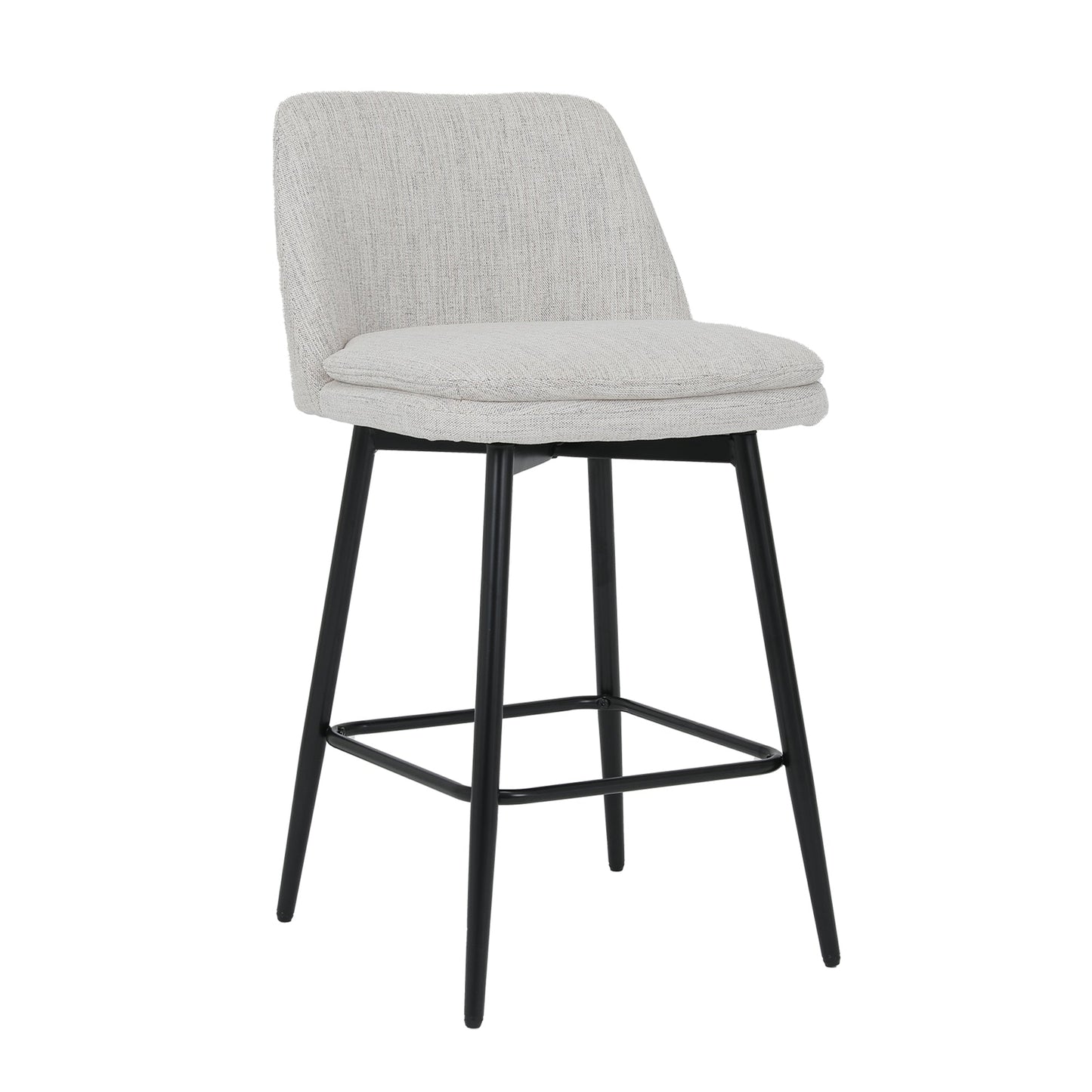 Counter Height Swivel Bar Stools Set of 2, 360° Swivel Upholstered Barstools with Back and Metal Legs, 25.6' Seat Height,Counter Stools for Kitchen Island and Pub,Linen Cloth,Off White Linen. - 1st Choice Furniture Direct