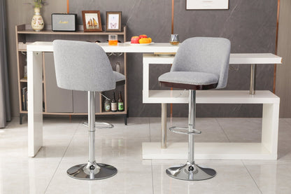 Counter Height Swivel Bar Stools Set of 2, 360° Swivel Upholstered Barstools with Back and Metal Legs, 25.6' Seat Height,Counter Stools for Kitchen Island and Pub,Linen Cloth,Grey - 1st Choice Furniture Direct