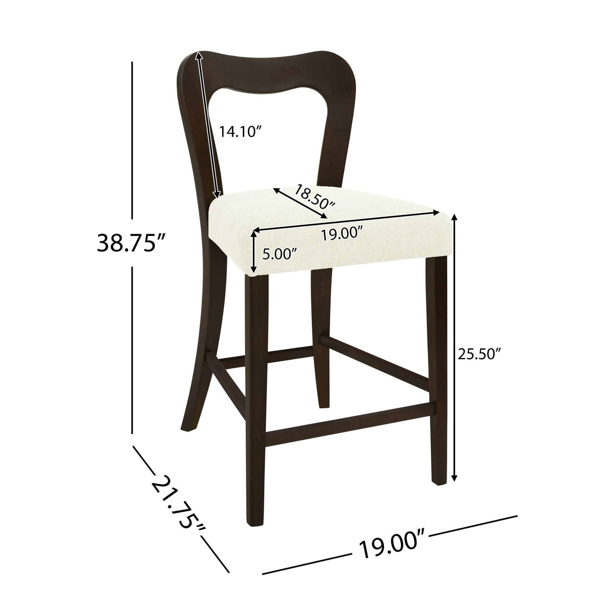 Counter Stool Without Arm(dark brown+beige) Set of 2 - 1st Choice Furniture Direct