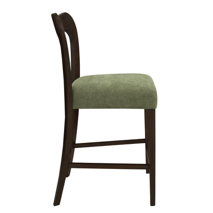 Counter Stool Without Arm(dark brown+green) Set of 2 - 1st Choice Furniture Direct