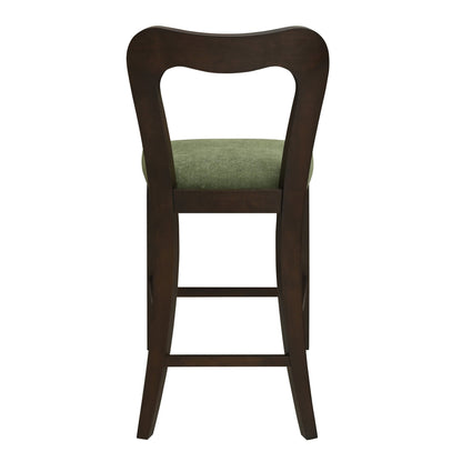Counter Stool Without Arm(dark brown+green) Set of 2 - 1st Choice Furniture Direct