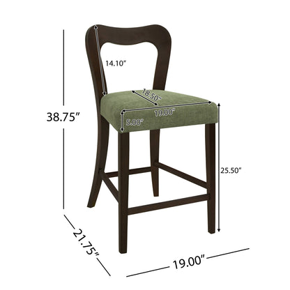 Counter Stool Without Arm(dark brown+green) Set of 2 - 1st Choice Furniture Direct