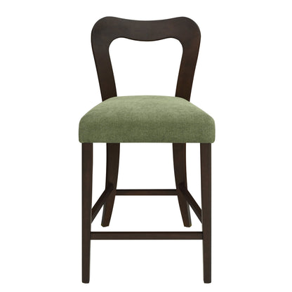Counter Stool Without Arm(dark brown+green) Set of 2 - 1st Choice Furniture Direct