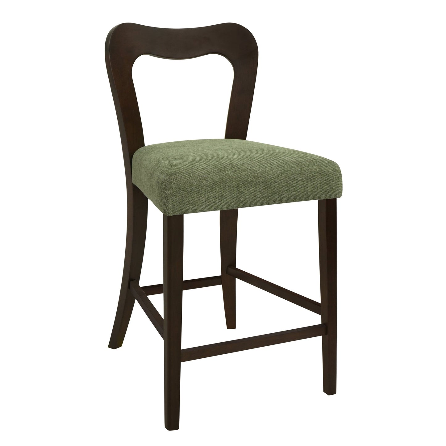 Counter Stool Without Arm(dark brown+green) Set of 2 - 1st Choice Furniture Direct
