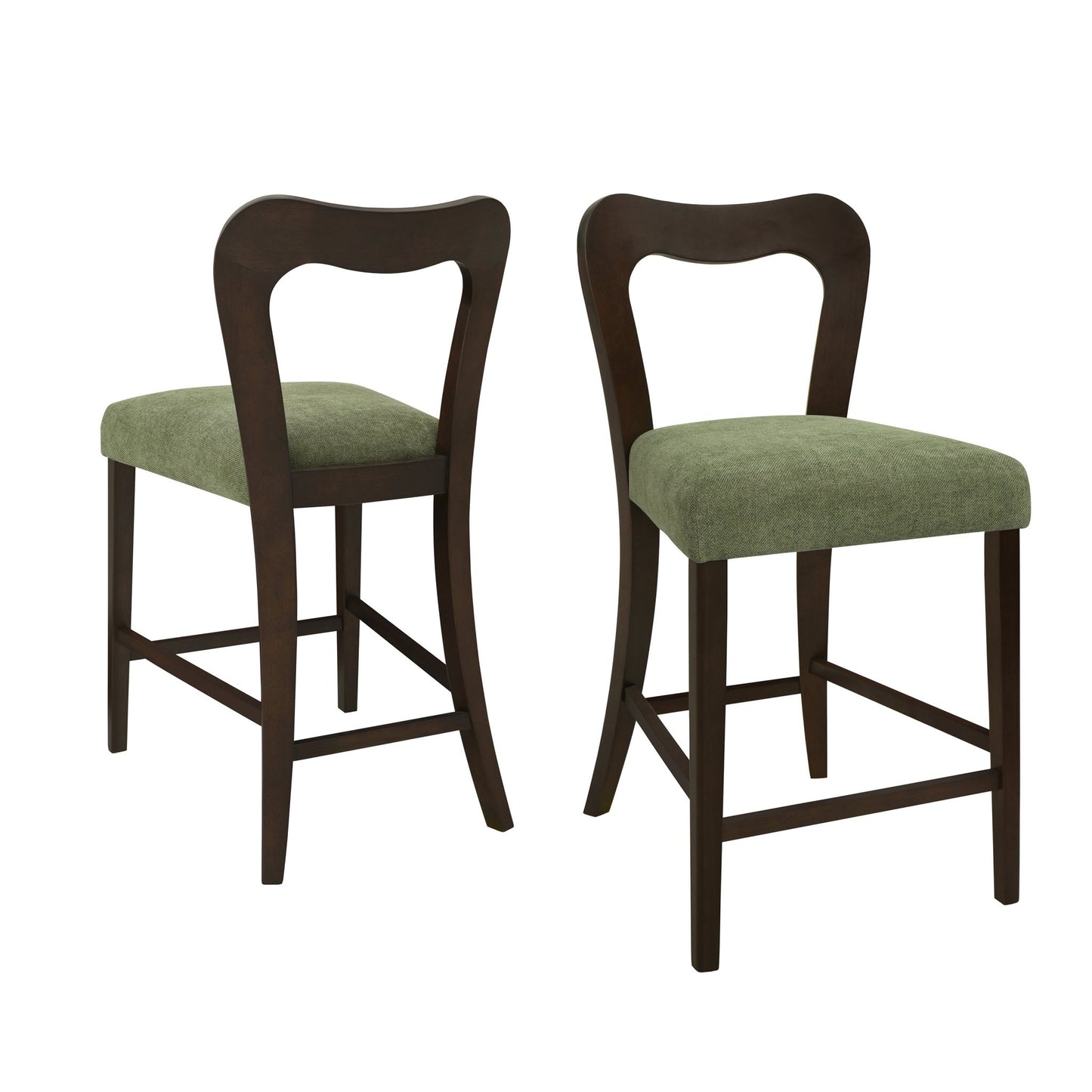 Counter Stool Without Arm(dark brown+green) Set of 2 - 1st Choice Furniture Direct