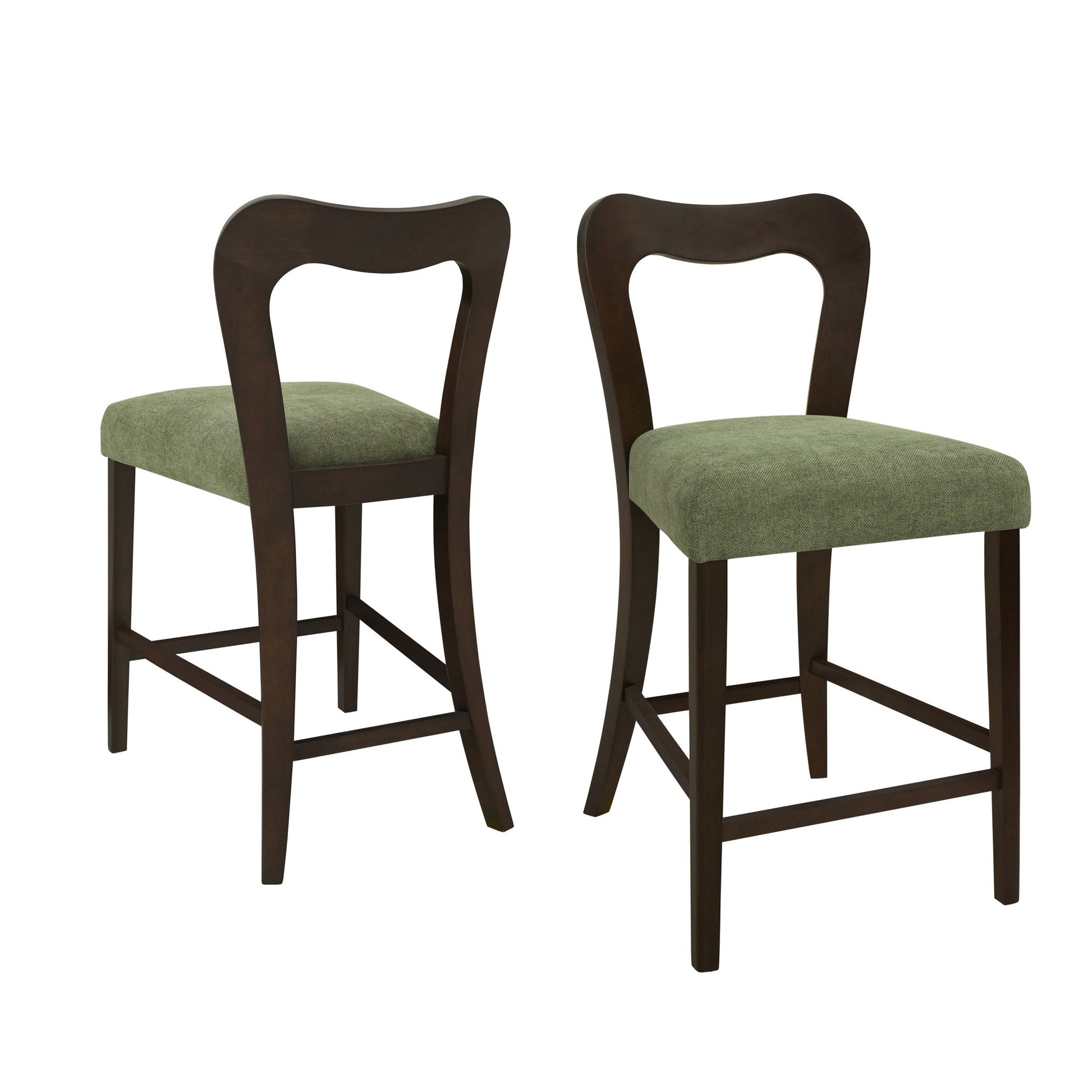 Counter Stool Without Arm(dark brown+green) Set of 2 - 1st Choice Furniture Direct
