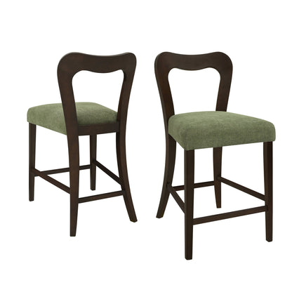 Counter Stool Without Arm(dark brown+green) Set of 2 - 1st Choice Furniture Direct