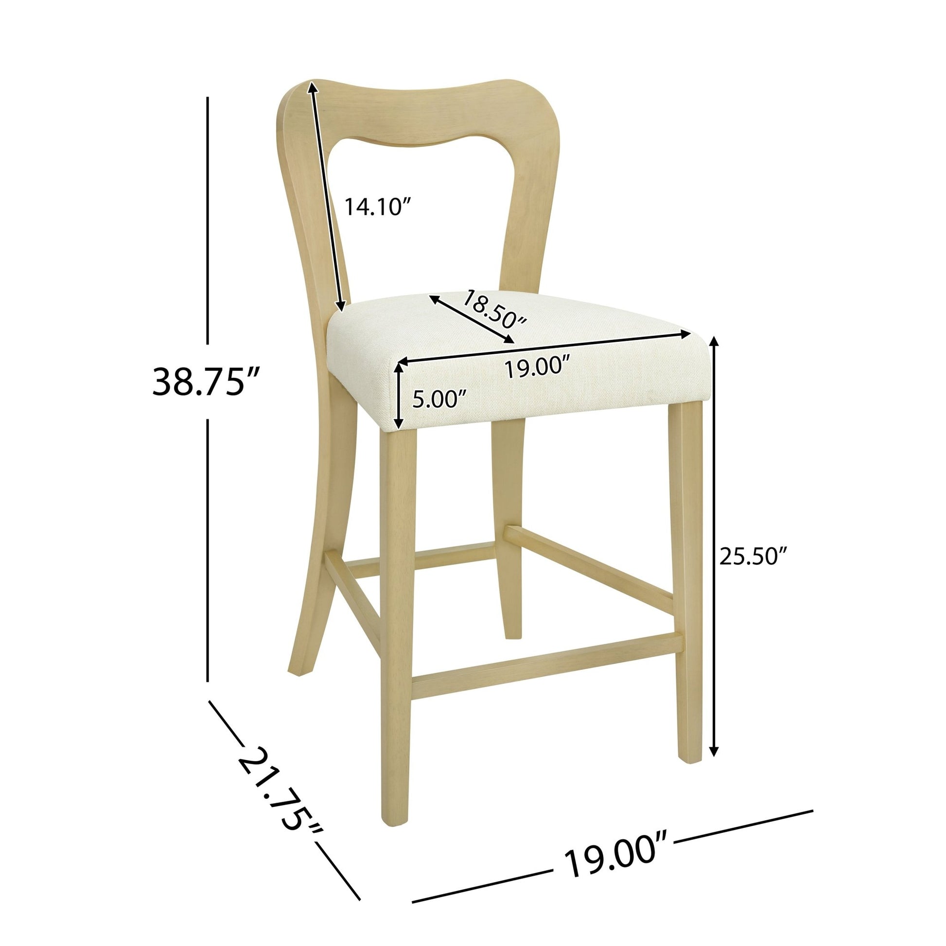Counter Stool Without Arm(light ash+beige) Set of 2 - 1st Choice Furniture Direct
