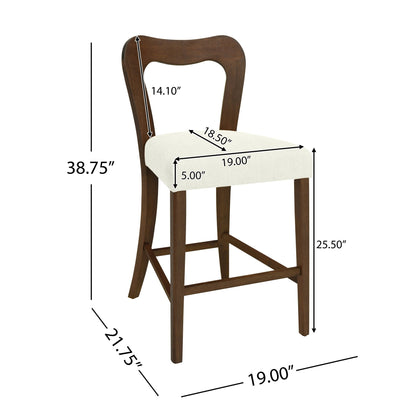Counter Stool Without Arm(walnut+beige) Set of 2 - 1st Choice Furniture Direct