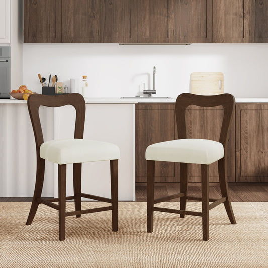 Counter Stool Without Arm(walnut+beige) Set of 2 - 1st Choice Furniture Direct