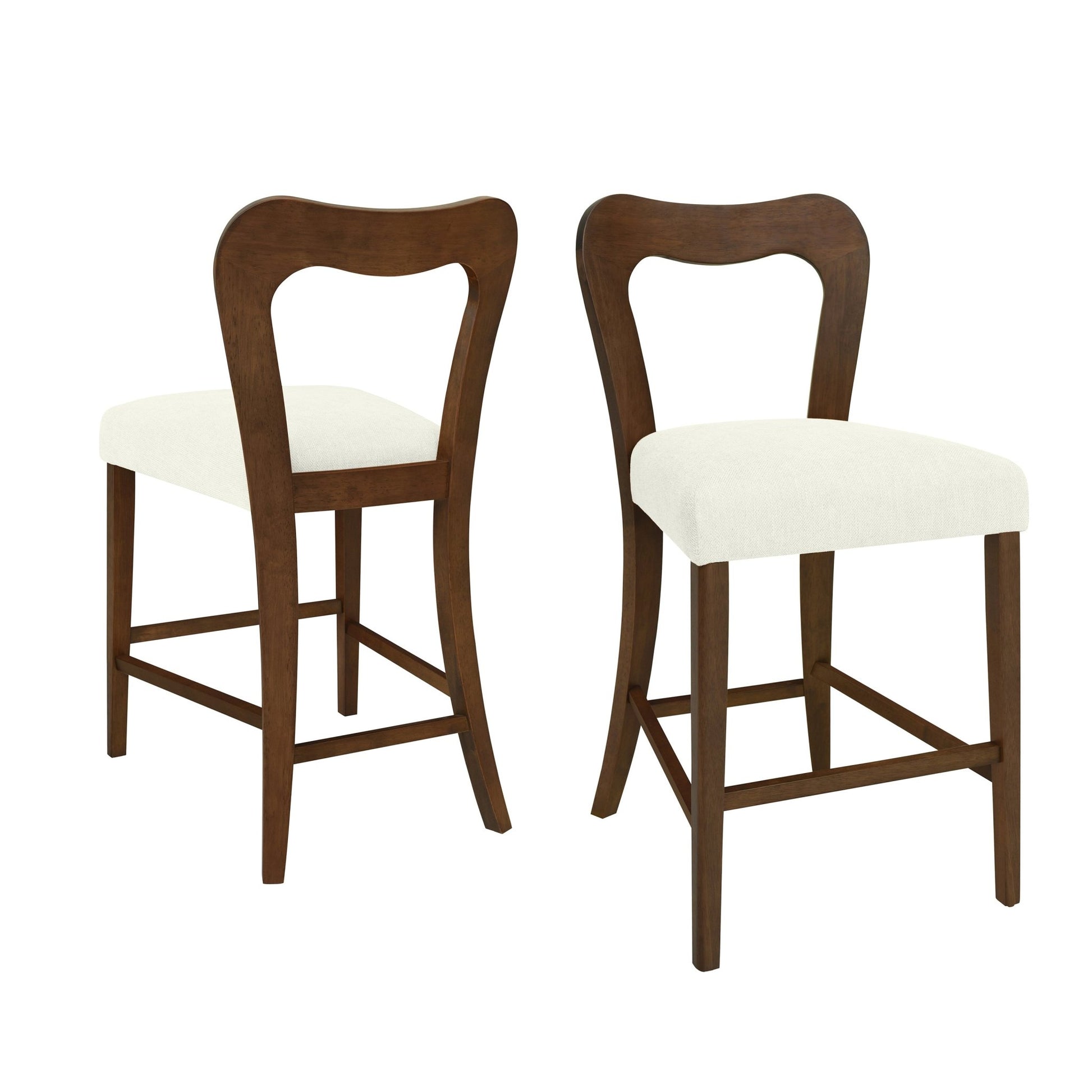 Counter Stool Without Arm(walnut+beige) Set of 2 - 1st Choice Furniture Direct