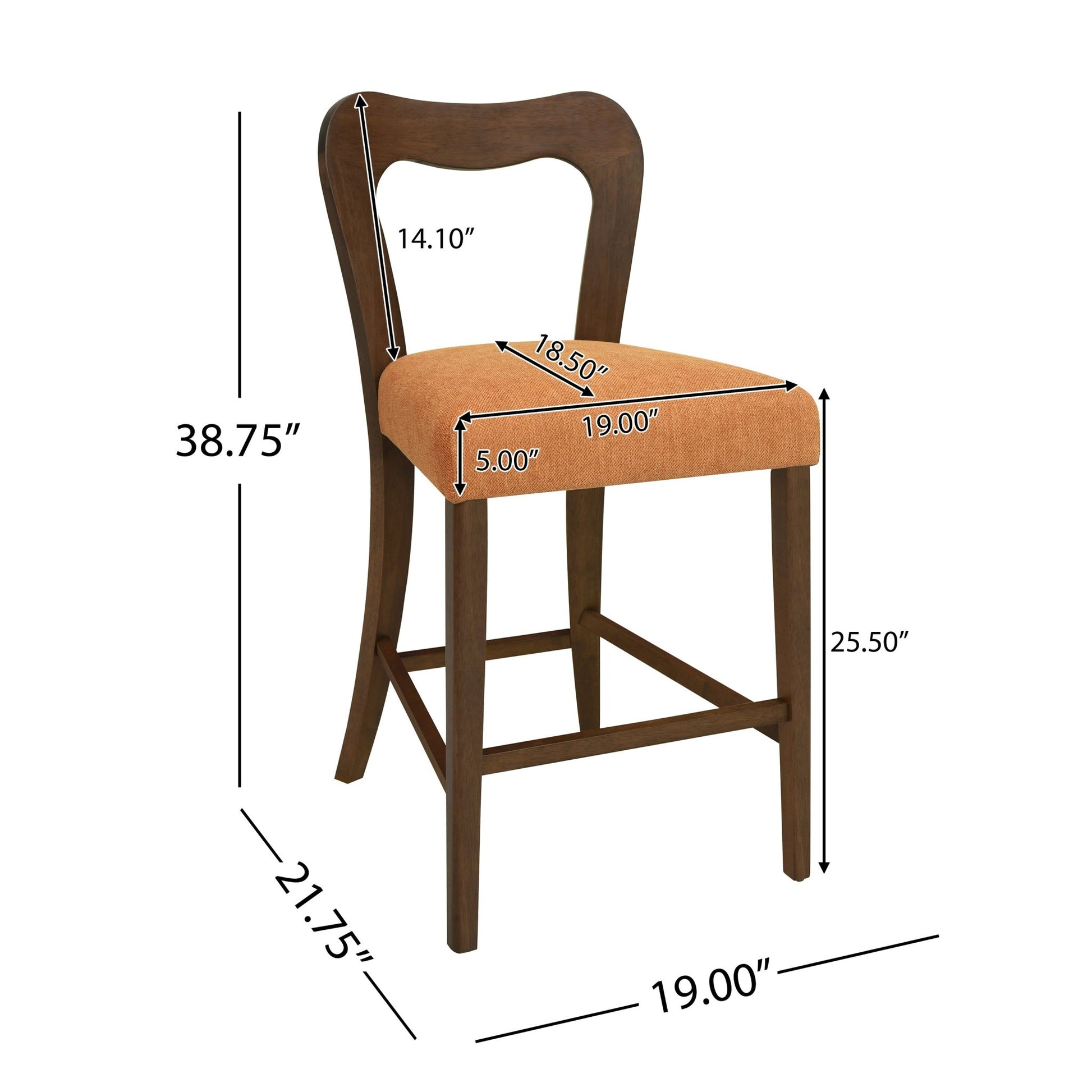 Counter Stool Without Arm(walnut+caramel) Set of 2 - 1st Choice Furniture Direct