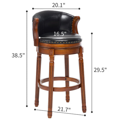 Cow top Leather Wooden Bar Stools, 360 Degree Swivel Bar Chair with Backs,Bar height Couner Height Barstools for Home Kitchen Dining Room and Bar Room(black 1pc) - 1st Choice Furniture Direct