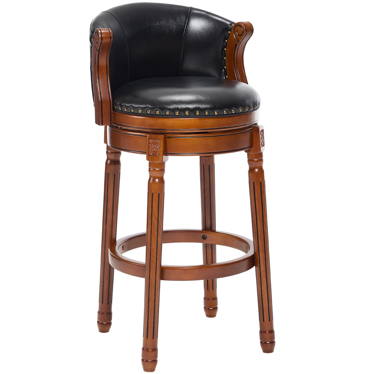 Cow top Leather Wooden Bar Stools, 360 Degree Swivel Bar Chair with Backs,Bar height Couner Height Barstools for Home Kitchen Dining Room and Bar Room(black 1pc) - 1st Choice Furniture Direct