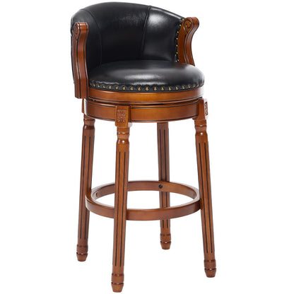 Cow top Leather Wooden Bar Stools, 360 Degree Swivel Bar Chair with Backs,Bar height Couner Height Barstools for Home Kitchen Dining Room and Bar Room(black 1pc) - 1st Choice Furniture Direct