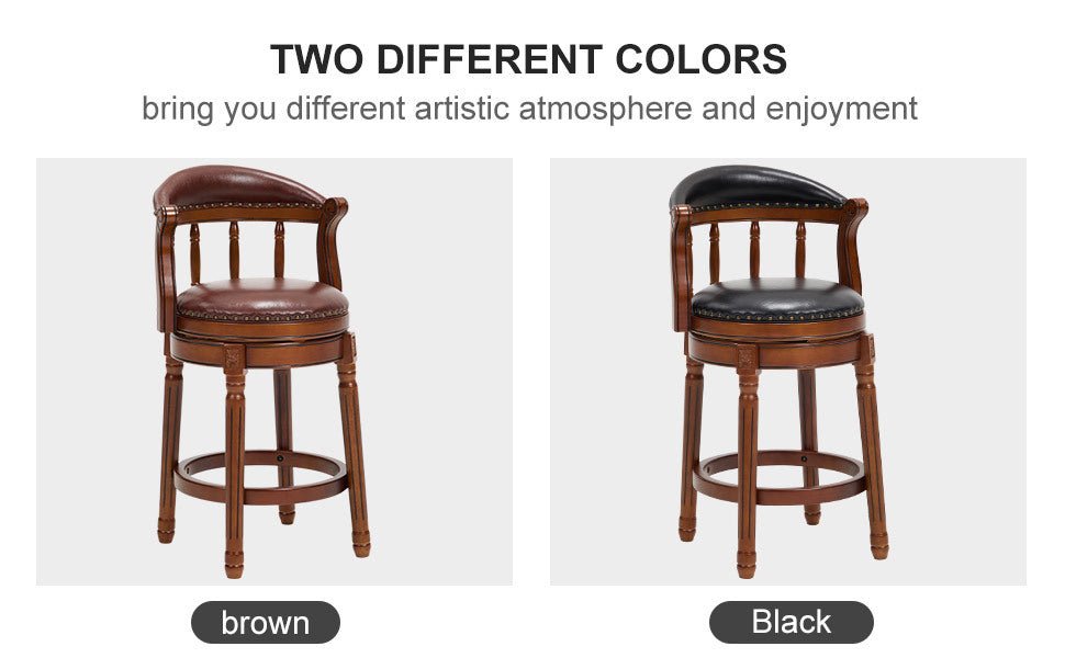 Cow top Leather Wooden Bar Stools, 360 Degree Swivel Bar Chair with Backs,Bar height Couner Height Barstools for Home Kitchen Dining Room and Bar Room(black 1pc) - 1st Choice Furniture Direct