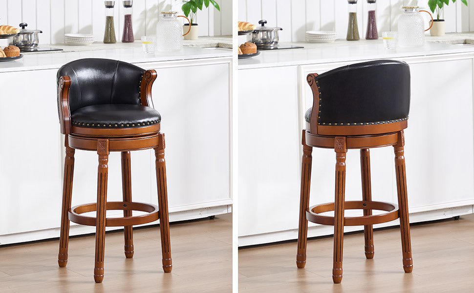 Cow top Leather Wooden Bar Stools, 360 Degree Swivel Bar Chair with Backs,Bar height Couner Height Barstools for Home Kitchen Dining Room and Bar Room(black 1pc) - 1st Choice Furniture Direct