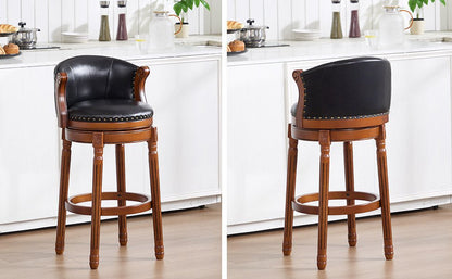 Cow top Leather Wooden Bar Stools, 360 Degree Swivel Bar Chair with Backs,Bar height Couner Height Barstools for Home Kitchen Dining Room and Bar Room(black 1pc) - 1st Choice Furniture Direct