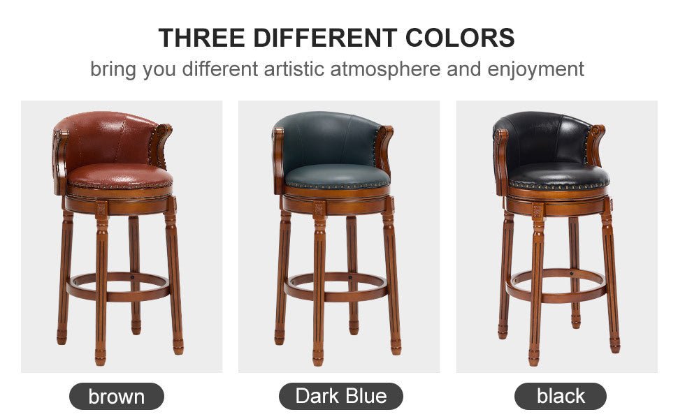 Cow top Leather Wooden Bar Stools, 360 Degree Swivel Bar Chair with Backs,Bar height Couner Height Barstools for Home Kitchen Dining Room and Bar Room(black 1pc) - 1st Choice Furniture Direct