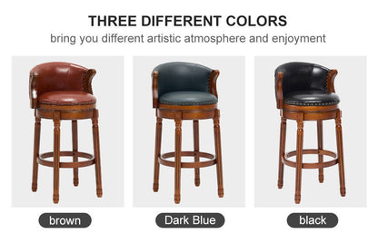 Cow top Leather Wooden Bar Stools, 360 Degree Swivel Bar Chair with Backs,Bar height Couner Height Barstools for Home Kitchen Dining Room and Bar Room(black 1pc) - 1st Choice Furniture Direct