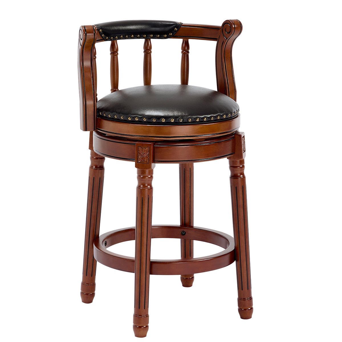 Cow top Leather Wooden Bar Stools, 360 Degree Swivel Bar Chair with Backs,Bar height Couner Height Barstools for Home Kitchen Dining Room and Bar Room(black 1pc) - 1st Choice Furniture Direct