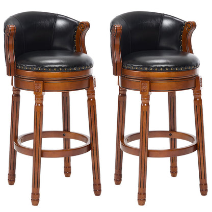 Cow top Leather Wooden Bar Stools, 360 Degree Swivel Bar Chair with Backs,Bar height Couner Height Barstools for Home Kitchen Dining Room and Bar Room(black 1pc) - 1st Choice Furniture Direct