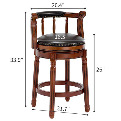 Cow top Leather Wooden Bar Stools, 360 Degree Swivel Bar Chair with Backs,Bar height Couner Height Barstools for Home Kitchen Dining Room and Bar Room(black 1pc) - 1st Choice Furniture Direct