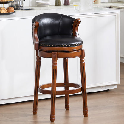 Cow top Leather Wooden Bar Stools, 360 Degree Swivel Bar Chair with Backs,Bar height Couner Height Barstools for Home Kitchen Dining Room and Bar Room(black 1pc) - 1st Choice Furniture Direct