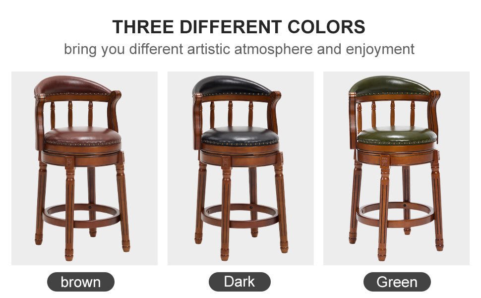 Cow top Leather Wooden Bar Stools, 360 Degree Swivel Bar Chair with Backs,Bar height Couner Height Barstools for Home Kitchen Dining Room and Bar Room(green 1pc) - 1st Choice Furniture Direct