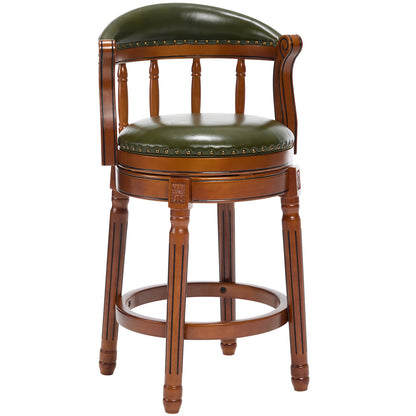 Cow top Leather Wooden Bar Stools, 360 Degree Swivel Bar Chair with Backs,Bar height Couner Height Barstools for Home Kitchen Dining Room and Bar Room(green 1pc) - 1st Choice Furniture Direct