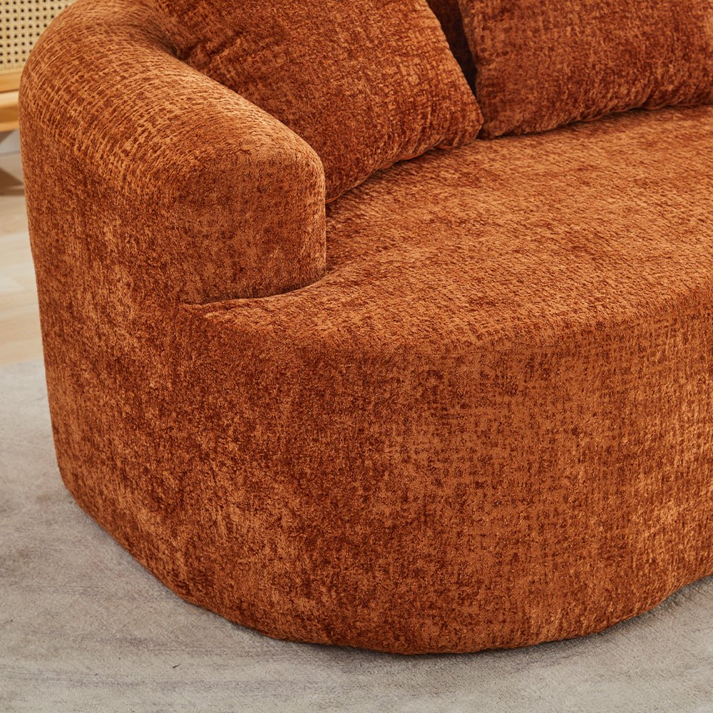 Curved Loveseat, Small Chenille Sofa with 3 Pillows, Deep Seat Couch for Apartment, Living Room, No Assembly Needed - 1st Choice Furniture Direct