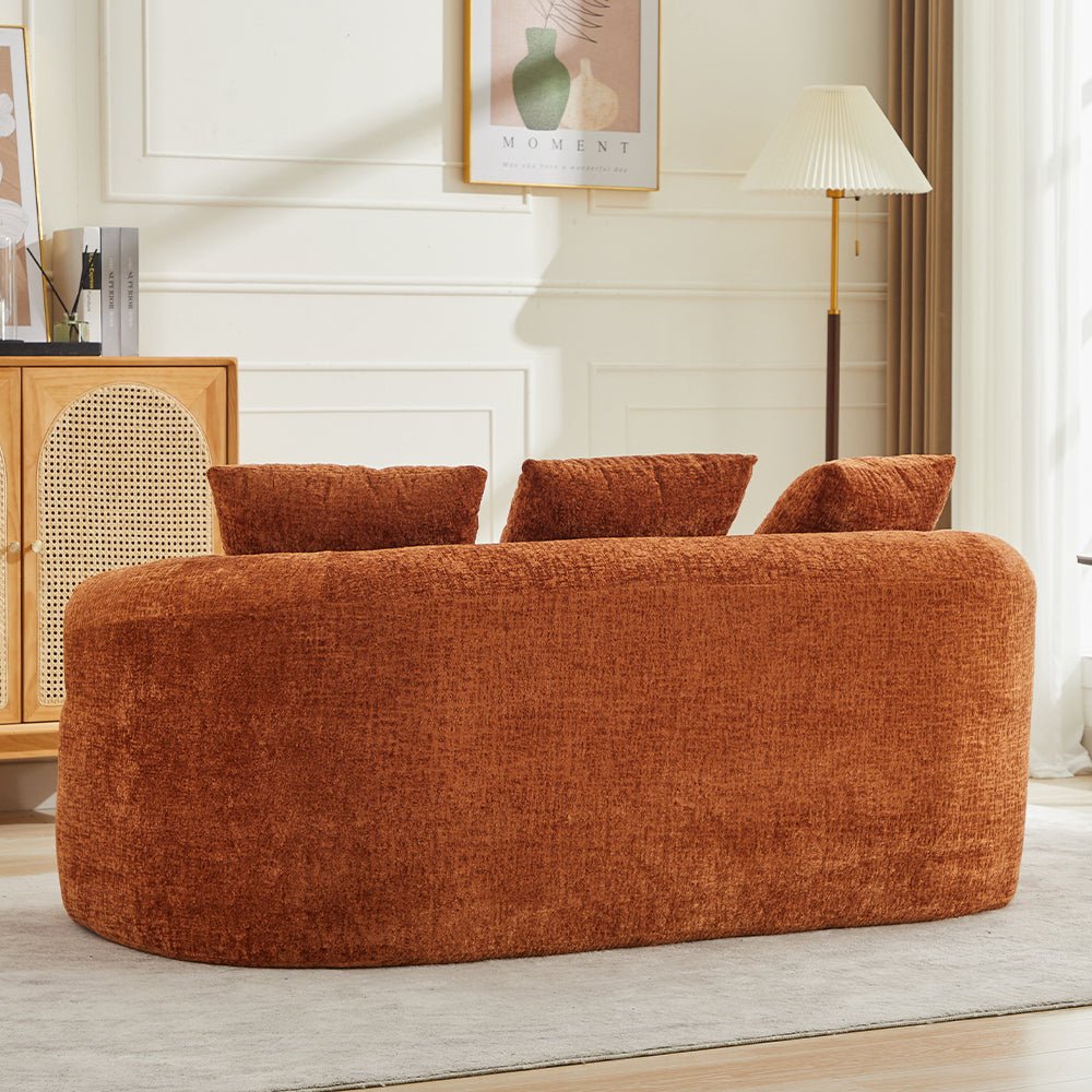 Curved Loveseat, Small Chenille Sofa with 3 Pillows, Deep Seat Couch for Apartment, Living Room, No Assembly Needed - 1st Choice Furniture Direct