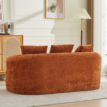 Curved Loveseat, Small Chenille Sofa with 3 Pillows, Deep Seat Couch for Apartment, Living Room, No Assembly Needed - 1st Choice Furniture Direct