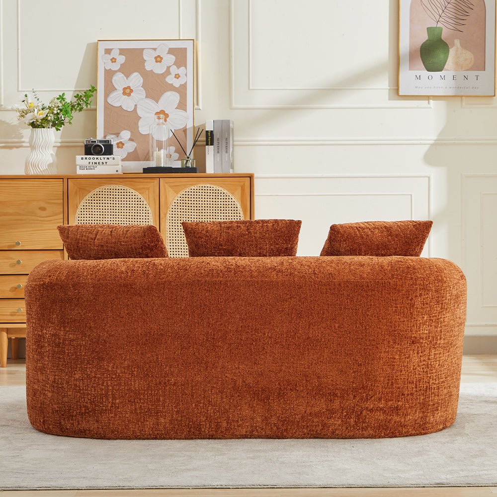Curved Loveseat, Small Chenille Sofa with 3 Pillows, Deep Seat Couch for Apartment, Living Room, No Assembly Needed - 1st Choice Furniture Direct
