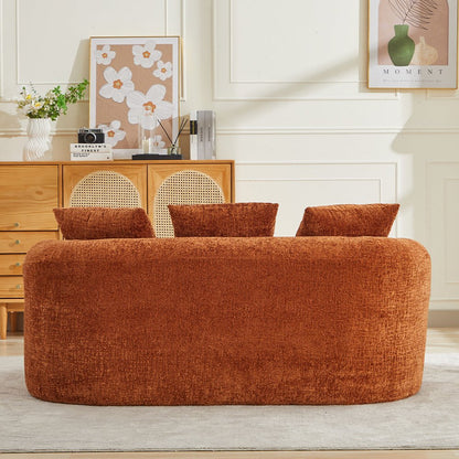 Curved Loveseat, Small Chenille Sofa with 3 Pillows, Deep Seat Couch for Apartment, Living Room, No Assembly Needed - 1st Choice Furniture Direct