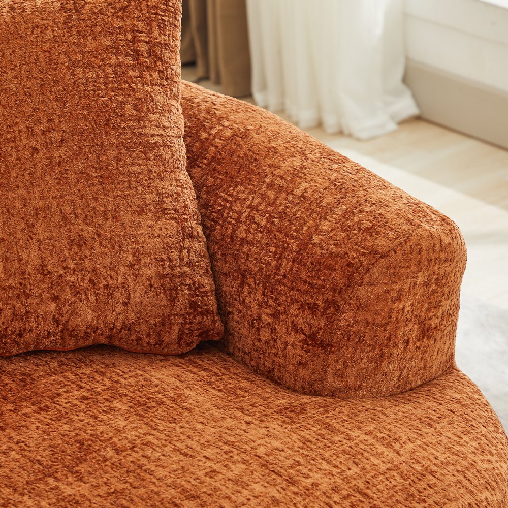 Curved Loveseat, Small Chenille Sofa with 3 Pillows, Deep Seat Couch for Apartment, Living Room, No Assembly Needed - 1st Choice Furniture Direct