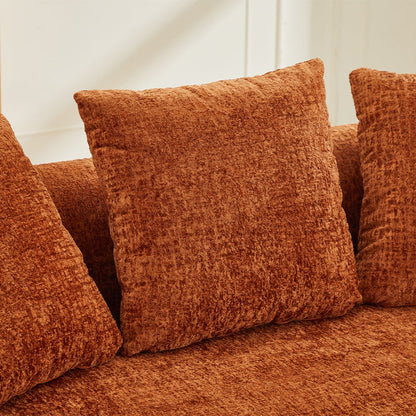 Curved Loveseat, Small Chenille Sofa with 3 Pillows, Deep Seat Couch for Apartment, Living Room, No Assembly Needed - 1st Choice Furniture Direct