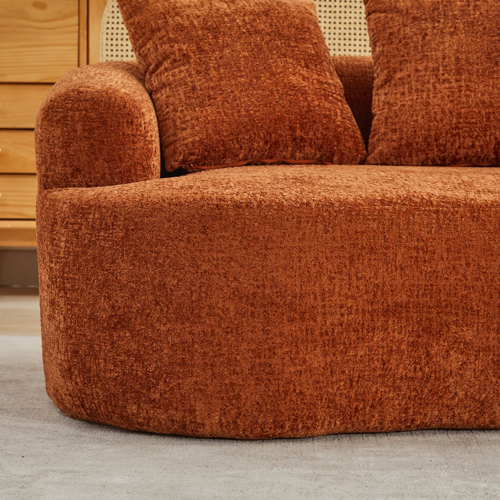 Curved Loveseat, Small Chenille Sofa with 3 Pillows, Deep Seat Couch for Apartment, Living Room, No Assembly Needed - 1st Choice Furniture Direct