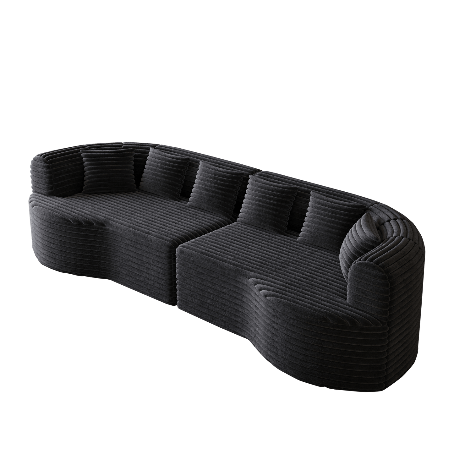 Curved Sectional Sofa, 106.3 - inch Oversized Modern Bone - Free Cloud Sofa with 6 Pillows Luxury Corduroy Four - Seater Memory Foam Sofa with Deep Seat Design,black - 1st Choice Furniture Direct