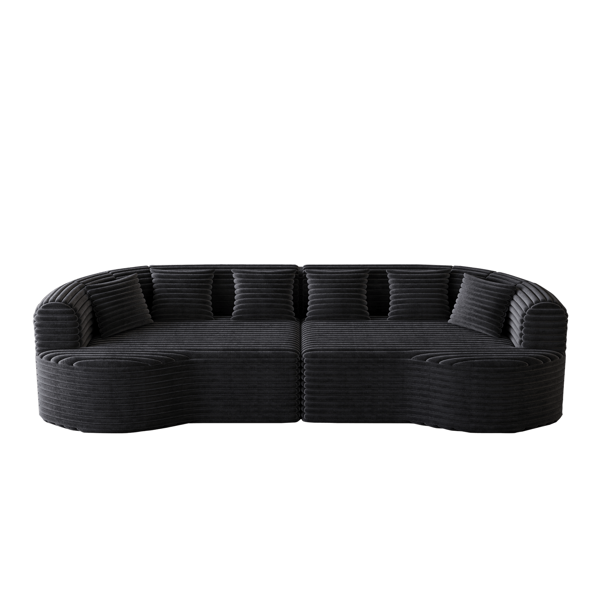 Curved Sectional Sofa, 106.3 - inch Oversized Modern Bone - Free Cloud Sofa with 6 Pillows Luxury Corduroy Four - Seater Memory Foam Sofa with Deep Seat Design,black - 1st Choice Furniture Direct
