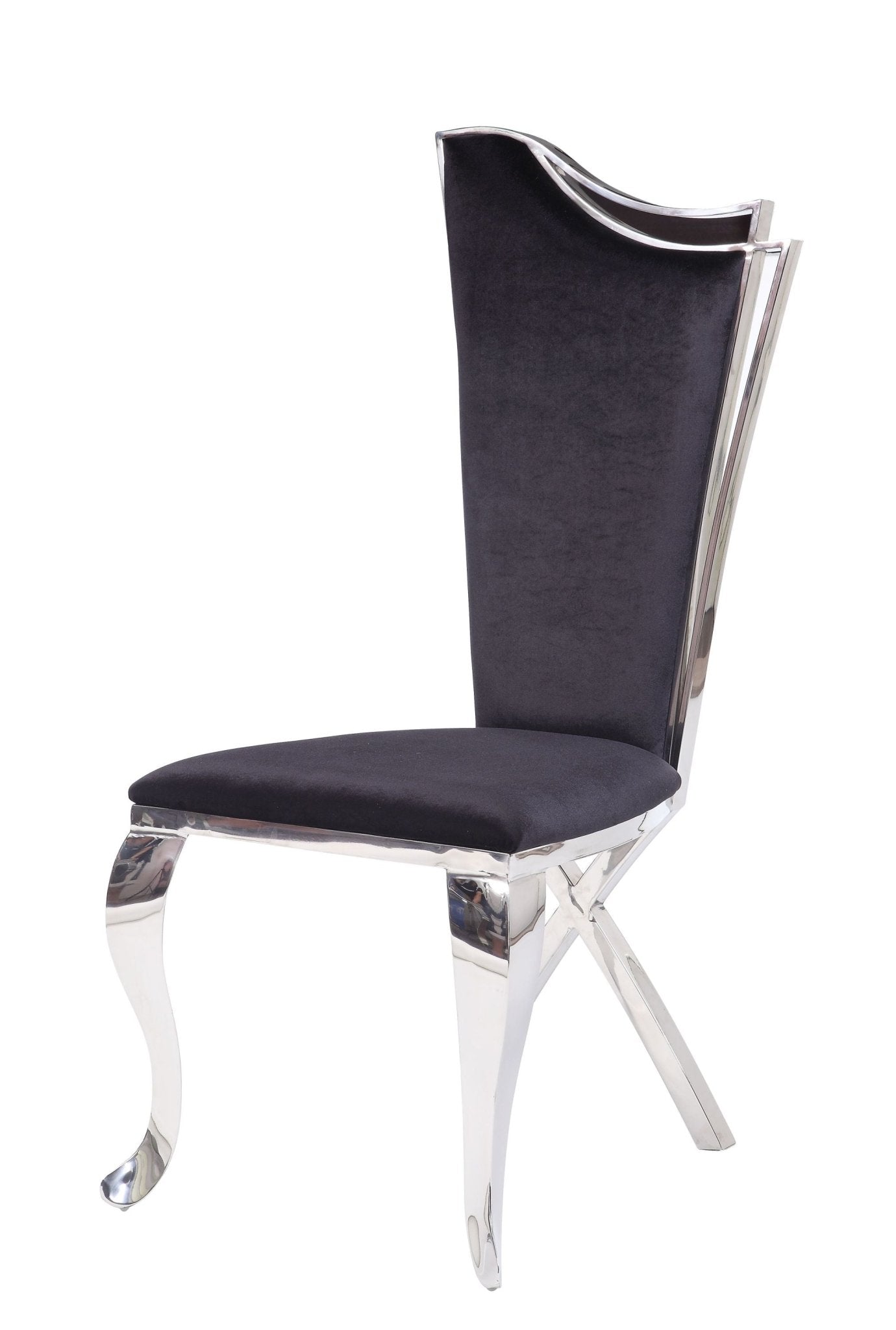 Cyrene Black Fabric & Stainless Steel Side Chair (Set of 2) - 1st Choice Furniture Direct