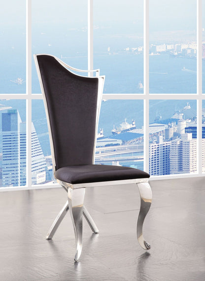 Cyrene Black Fabric & Stainless Steel Side Chair (Set of 2) - 1st Choice Furniture Direct
